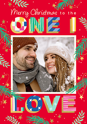 One I Love Colourful Photo Christmas Card