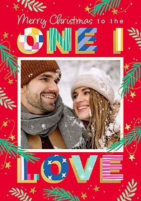 Photo of One I Love Colourful Photo Christmas Card