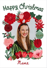 Tap to view Illustrated Poinsettia Photo Upload Christmas Card