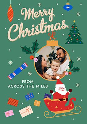 Photo of Retro Graphic Across The Miles Christmas Photo Card