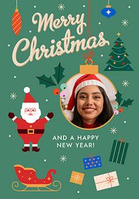 Tap to view Retro Graphic Christmas & New Year Photo Card