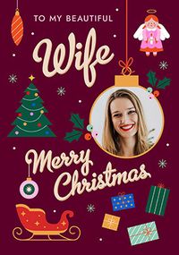 Tap to view Retro Graphic Beautiful Wife Christmas Photo Card