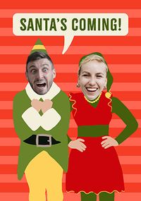 Tap to view Santa's Coming Funky Faces Christmas Card