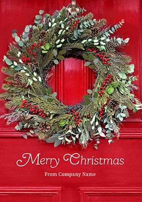 Photo of Corporate Rustic Wreath Christmas Card