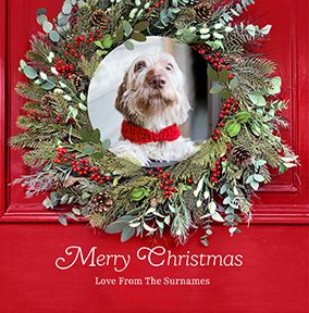 Photo of Rustic Wreath Square Christmas Card