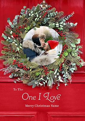Photo of One I Love Rustic Wreath Christmas Card