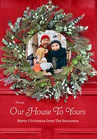 Tap to view Our House To Yours Rustic Wreath Christmas Card
