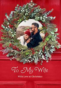 Tap to view To My Wife Rustic Wreath Christmas Card