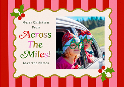 Kitsch Stripe Across The Miles Landscape Christmas Photo Card
