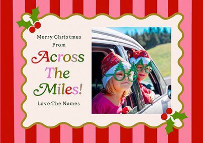 Photo of Kitsch Stripe Across The Miles Landscape Christmas Photo Card