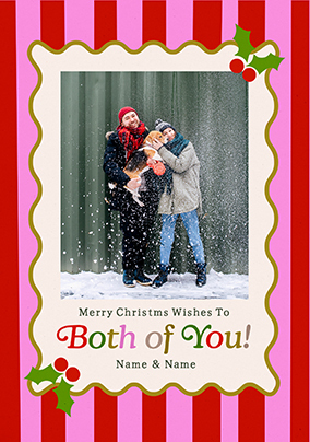 Kitsch Stripe To Both Of You Christmas Photo Card