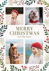 Tap to view Winter Berries 4 Photo Upload Christmas Card