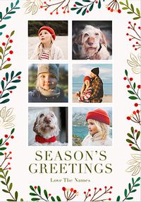 Tap to view Winter Berries 6 Photo Upload Christmas Card