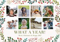 Tap to view Winter Berries What A Year Landscape 8 Photo Christmas Card