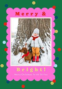 Tap to view Merry & Bright Pink & Green Colourful Christmas Photo Card