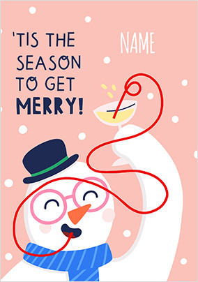 Season to Get Merry Personalised Christmas Card