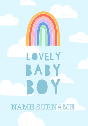 Lovely Boy Personalised New Baby Card