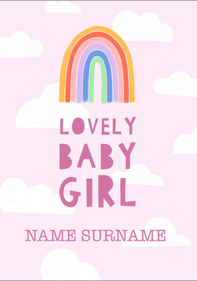 Lovely Girl Personalised New Baby Card