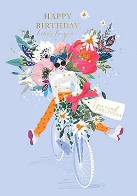 Floral Bike Birthday Card