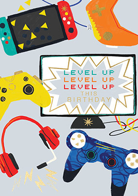 Gaming Level Up Birthday Card