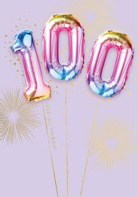 100th Foil Balloons Birthday Card