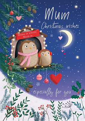 Mum Cute Owl Christmas Card