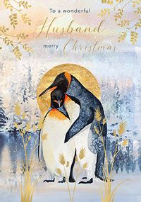 Husband Penguins Christmas Card