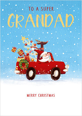 Grandad Santa Car Christmas Card