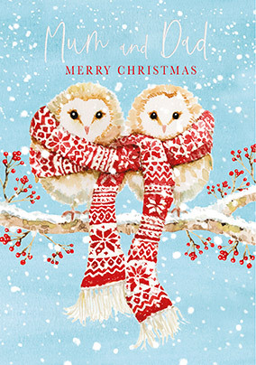 Mum and Dad Owls Christmas Card