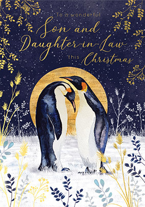 Son & Daughter-in-Law Penguin Christmas Card