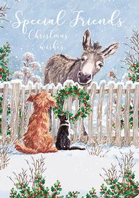 Special Friends Cute Scenic Christmas Card
