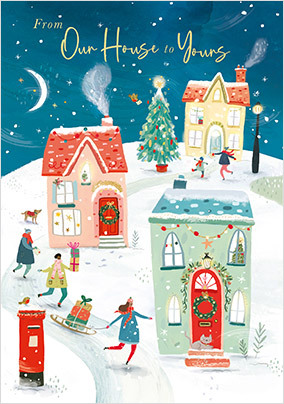 From Our House Village Scene Christmas Card