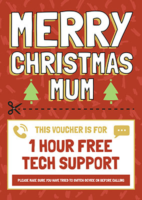 Mum Tech Support Christmas Card