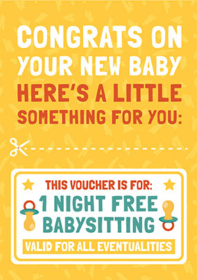 Babysitting Voucher New Baby Card