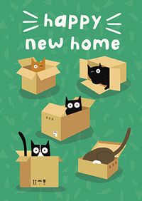 Happy New Home Cat Boxes Card