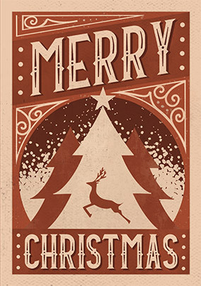 Merry Christmas Tree and Deer Card