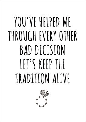 Bad Decisions Engagement Card