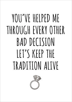 Bad Decisions Engagement Card