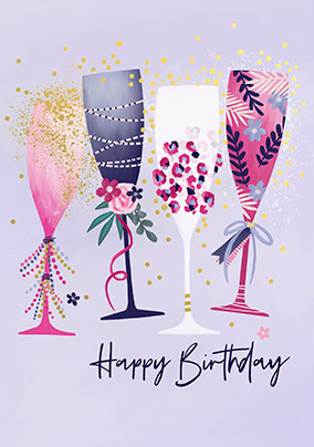 Champagne Flutes Birthday Card