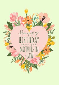 Tap to view Heart Flowers Mother-in-Law Birthday Card