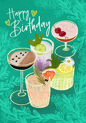 Mixed Cocktails Birthday Card