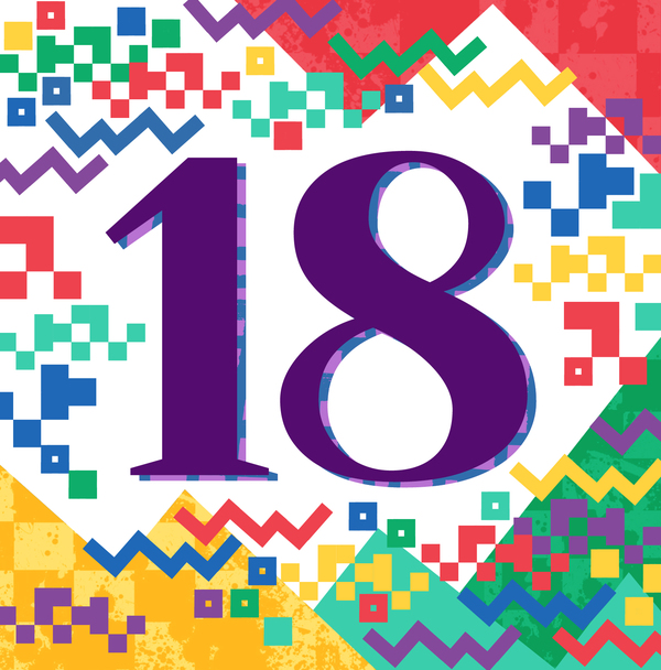 18th Birthday Retro Pattern Card