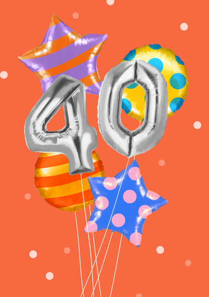 Foil Balloons 40th Happy Birthday card