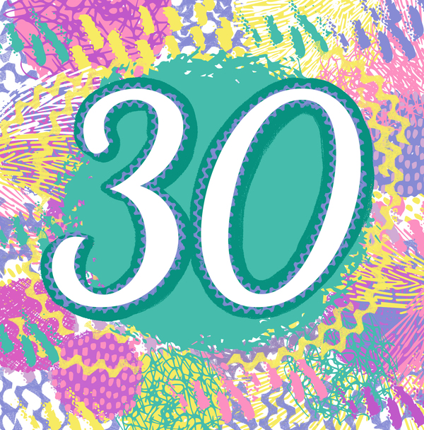 30th Birthday Blue Pattern Card