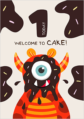 Welcome To Cake 1st Birthday Card