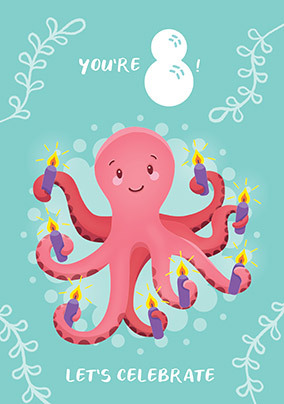 Octopus 8th Birthday Card