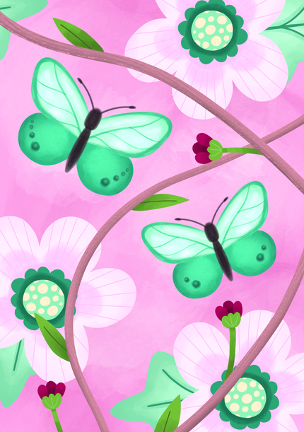 Butterflies and Flowers Card