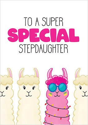 Llama Step Daughter Birthday Card