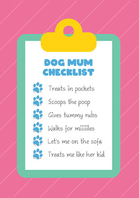 Dog Mum Checklist Mother's Day Card