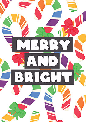 Candy Cane Merry & Bright Christmas Card